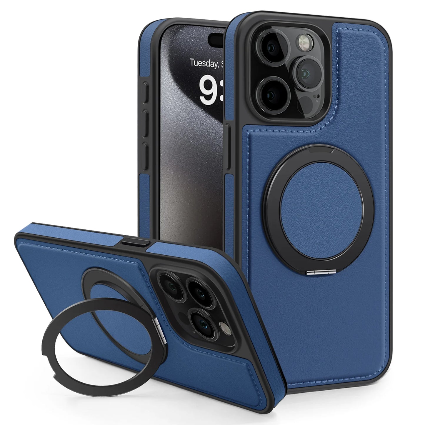 360 ° Ring Stand Leather For Magsafe Magnetic iPhone Case