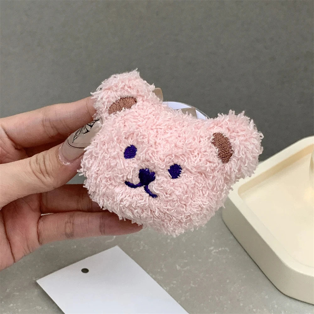 Korea Cute Warm Plush Bear For Magsafe Magnetic Phone Griptok Grip Tok Stand For iPhone Wireless Charging Holder Bracket Ring