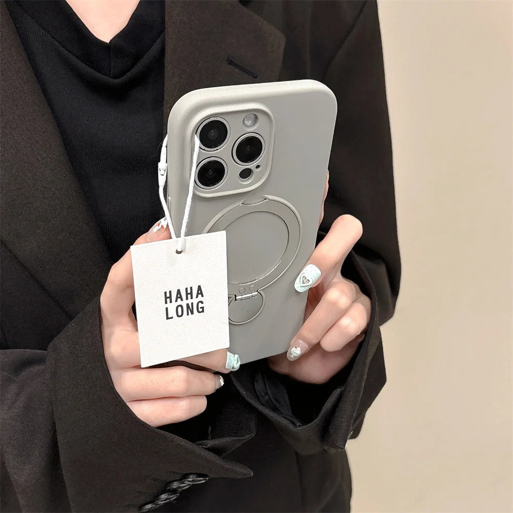 Luxury Liquid Silicone Armor Folding Stand Case For iPhone