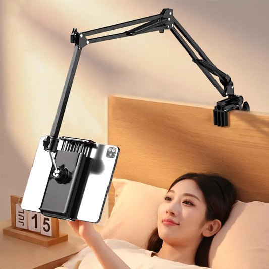 Tablet Holder for Bed with 90cm Metal Arm 360° Rotating Bed Tablet Mount Stand For iPad