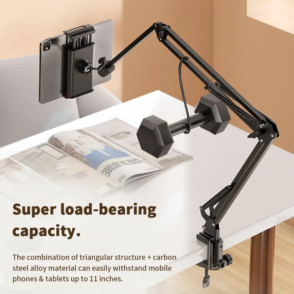 Tablet Holder for Bed with 90cm Metal Arm 360° Rotating Bed Tablet Mount Stand For iPad