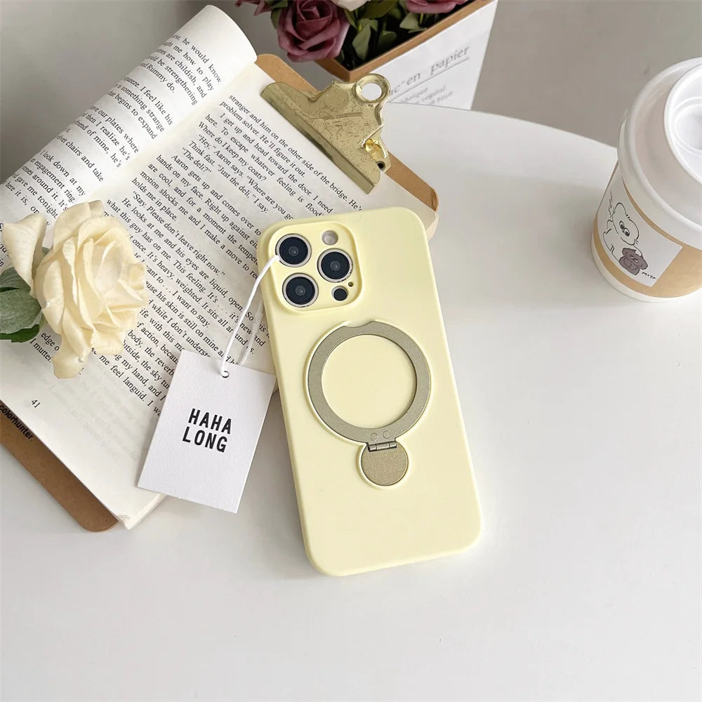 Luxury Liquid Silicone Armor Folding Stand Case For iPhone