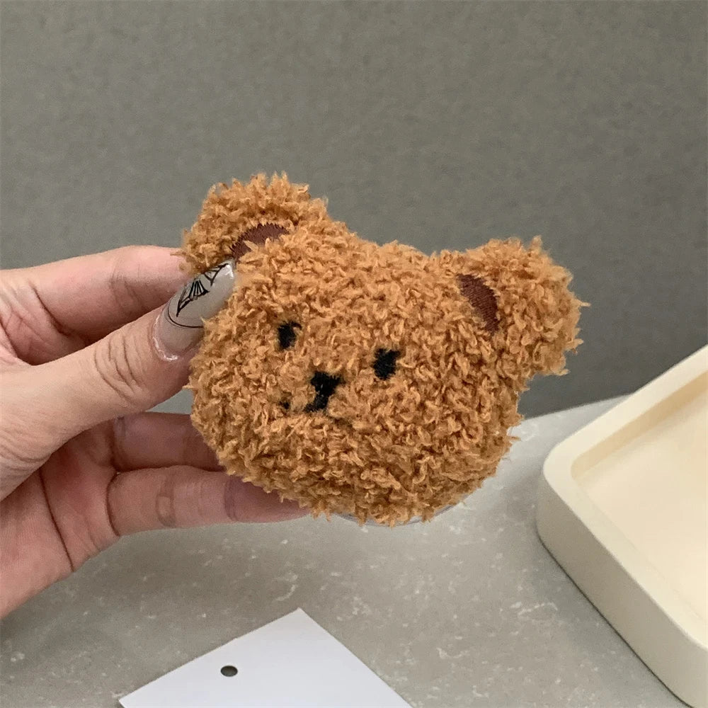 Korea Cute Warm Plush Bear For Magsafe Magnetic Phone Griptok Grip Tok Stand For iPhone Wireless Charging Holder Bracket Ring