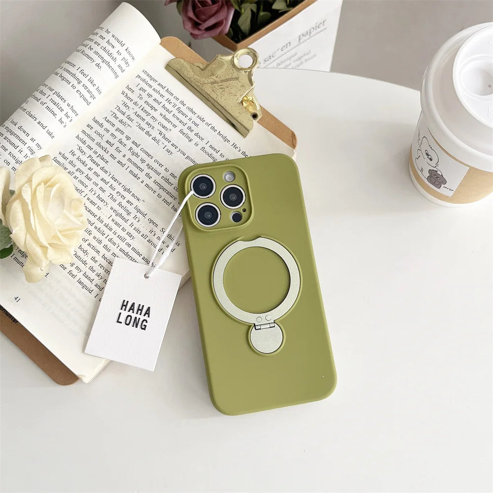 Luxury Liquid Silicone Armor Folding Stand Case For iPhone