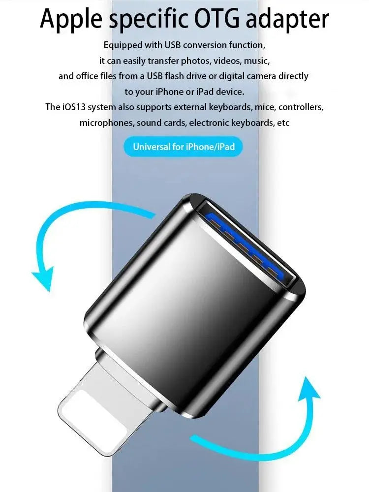 USB 3.0 OTG Adapter Suitable for IOS 13 And Above IPhone 14 13 12 11 Pro XS Max XR X 8 Plus 7 6s IPad Can Read USB Flash Drive